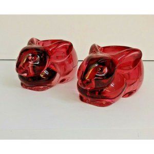 Vintage Pink Indiana Glass Bunny Rabbit Votive Tea